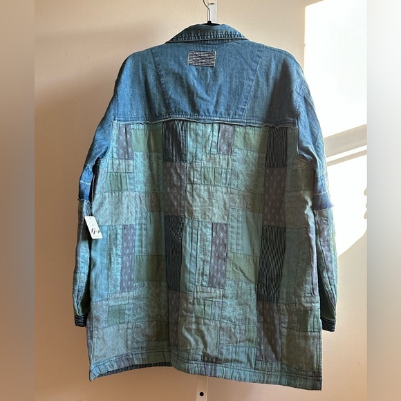 NWT We The Free Heritage Quilted Shirt Jacket S Hay Tint Wash Blue Light Shacket - Picture 5 of 9